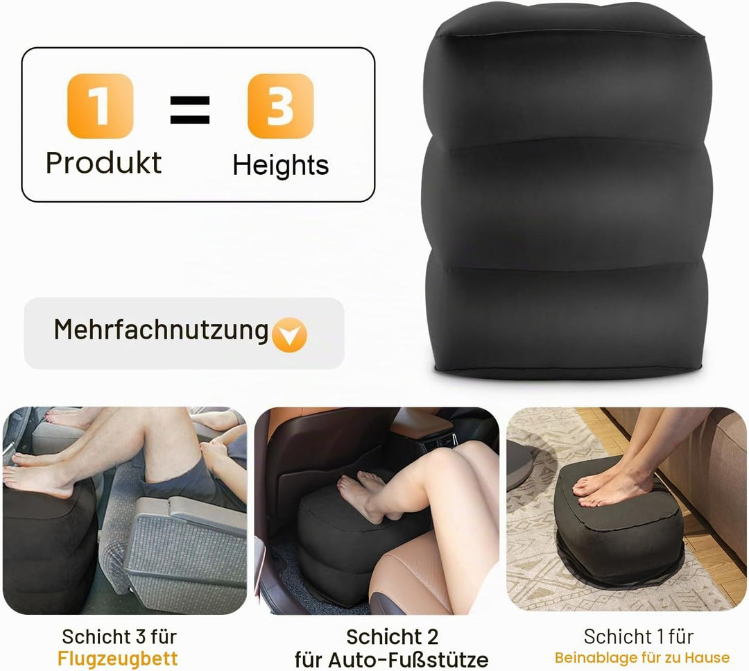 Maliton Fussstütze Flugzeug, Aufblasbare Fussstütze Kissen für Reisen Auto &amp; Zuhause &amp; Büro, Höhenve
