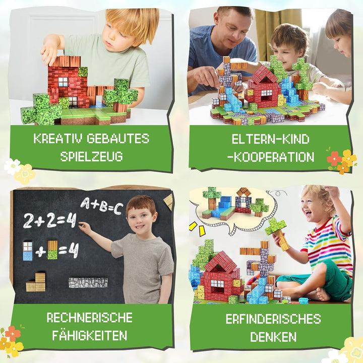 Ulikey Magnetische Bausteine, 80 Stück Magnetic Building Cubes 2.5CM Magnetische Würfel Set Wald Mag