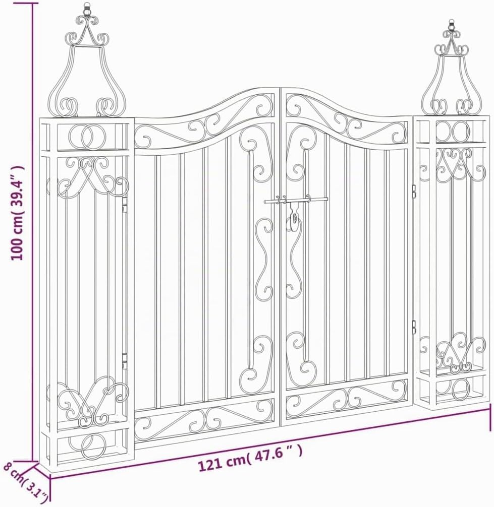 vidaXL Gartentor, Tor für Garten Terrasse, Zauntor mit Bolzenverriegelung, Eisentor Metalltor Aussen