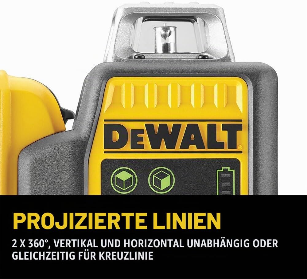 Dewalt 10,8 Volt 2x360° Linienlaser, Grün DCE0811D1G (Selbstnivellierend, horizontal &amp; vertikal, ink