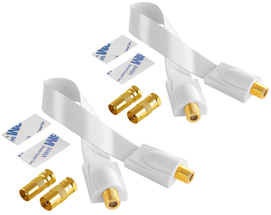 POPPSTAR 2x 28cm SAT Fensterdurchführung (0,2 mm Fensterdurchführung SAT Kabel sehr flach), 4x F-Ste