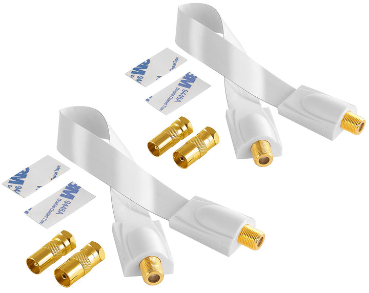 POPPSTAR 2x 28cm SAT Fensterdurchführung (0,2 mm Fensterdurchführung SAT Kabel sehr flach), 4x F-Ste