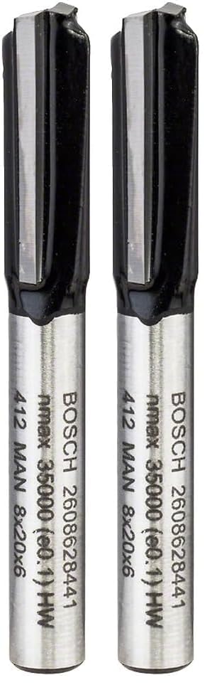 Bosch 1x PRO Nutfräser, gerade, zweischneidig (für Weichholz, Hartholz, Ø 8 mm, Professional Zubehör