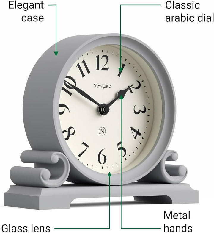 NEWGATE® Divisadero Kaminsims Uhr | Traditionelles doppelschnecken Design | Uhrwerk grau | Klassisch