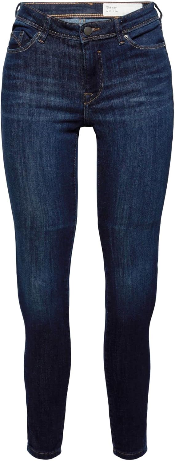 ESPRIT Damen Slim Low Jeans, 25W / 34L 901/Blue Dark Wash - New