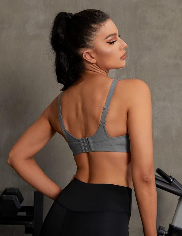 Wingslove Damen Sport BH ohne Bügel Nicht Gepolstert High Impact Bustier Halt Joggen BH 80C Grau, 80