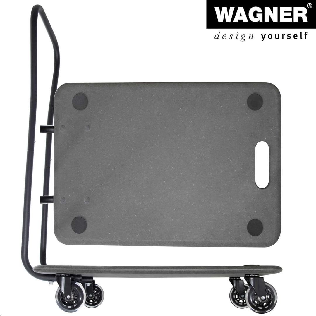 WAGNER Transportroller Transporthilfe I Rollbrett mit Bügel schwarz für Möbel aus MDF I 59 x 39 x 11