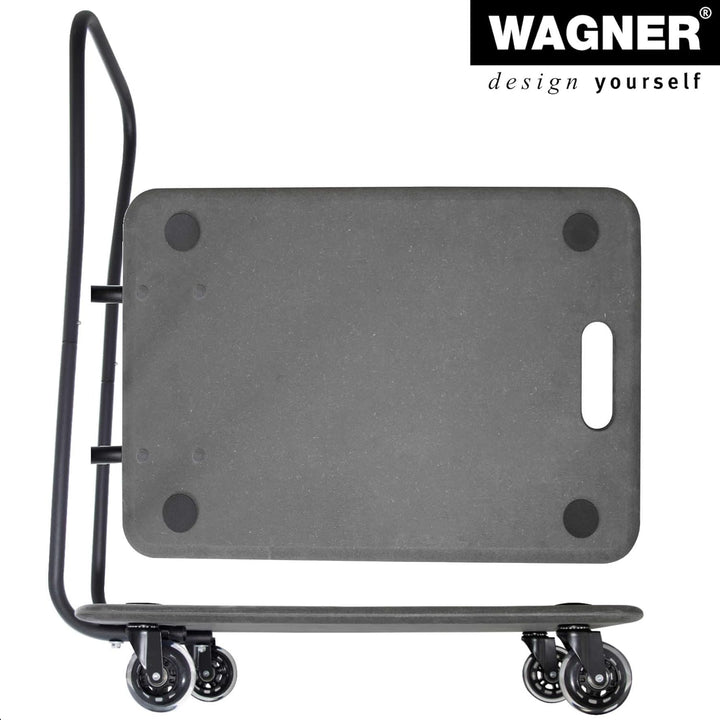 WAGNER Transportroller Transporthilfe I Rollbrett mit Bügel schwarz für Möbel aus MDF I 59 x 39 x 11