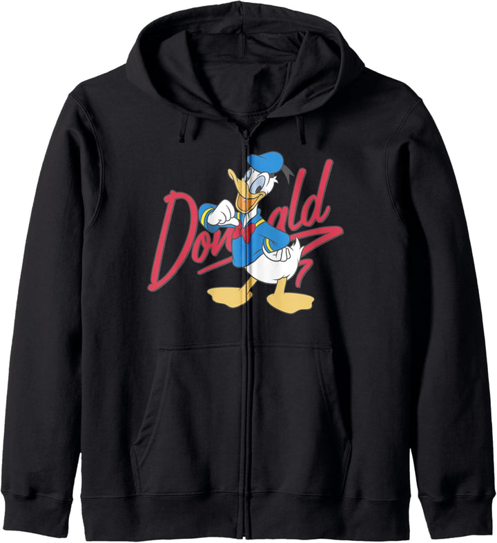 Disney Donald Duck Red Cursive Text Logo Portrait Kapuzenjacke
