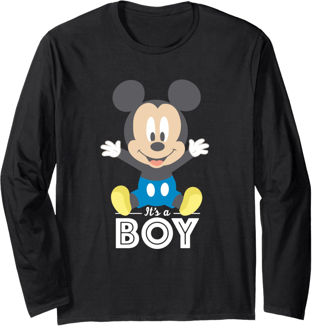 Disney Mickey Mouse It's A Boy Baby Shower Langarmshirt