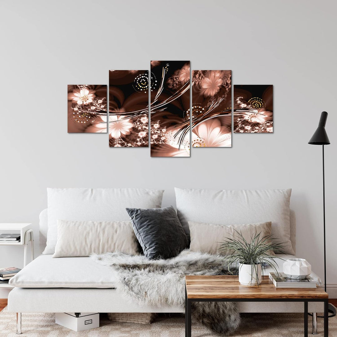 Runa Art Wandbilder Abstrakt 5 Teilig Bild auf Vlies Leinwand Deko Wohnzimmer Schlafzimmer Schwarz W