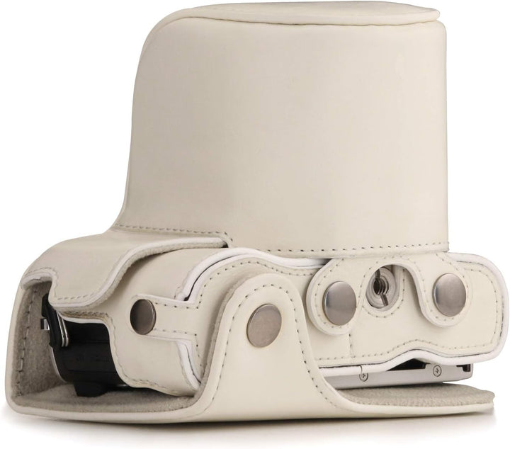 MegaGear MG1455 Olympus PEN E-PL9 (14-42mm) Ever Ready Leder Kamera-Case mit Trageriemen - Weiss, We