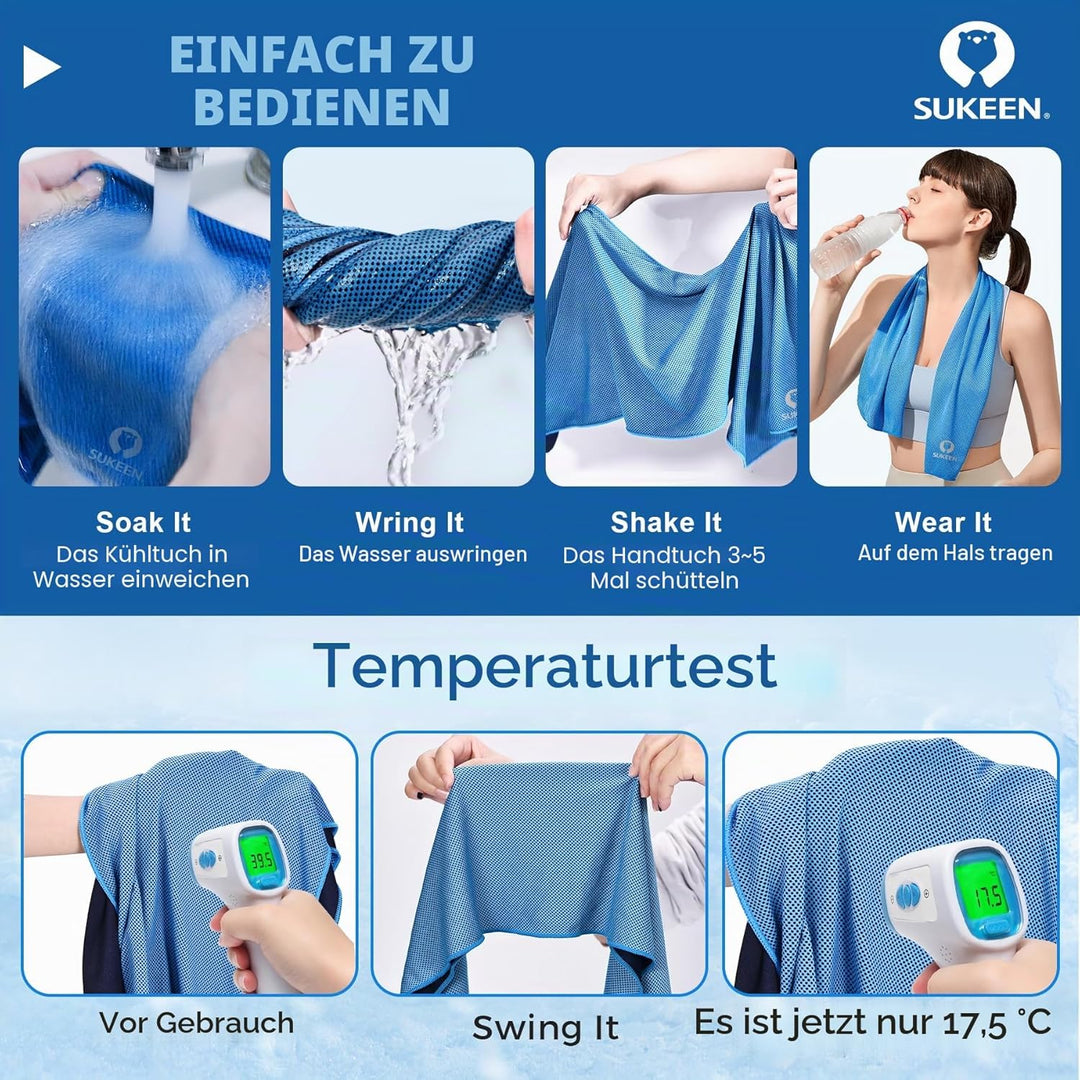 Sukeen Kühltuch Set, kühlendes Handtuch Kühltücher Hals, Handtuch kühlend, Cooling Towel, Kühltücher