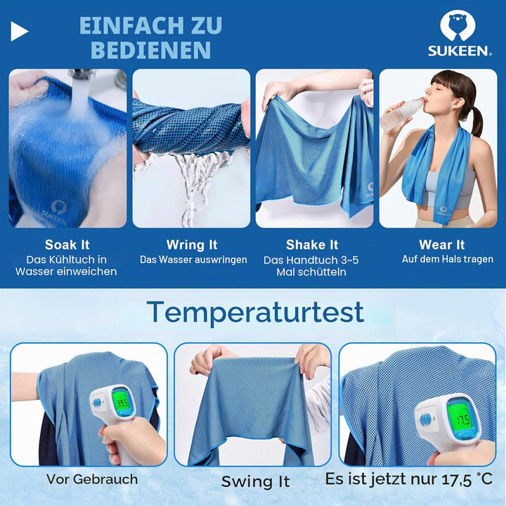 Sukeen Kühltuch Set, kühlendes Handtuch Kühltücher Hals, Handtuch kühlend, Cooling Towel, Kühltücher