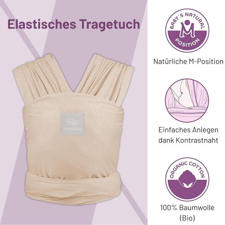 manduca Sling – elastisches Babytragetuch für Neugeborene ab 3,5 kg und Babys bis 15 kg – stabiles T
