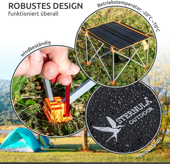 Solar Campingtisch faltbar klein leicht I 33W Solarpanel USB und Klapptisch I Outdoor Ausrüstung Ult