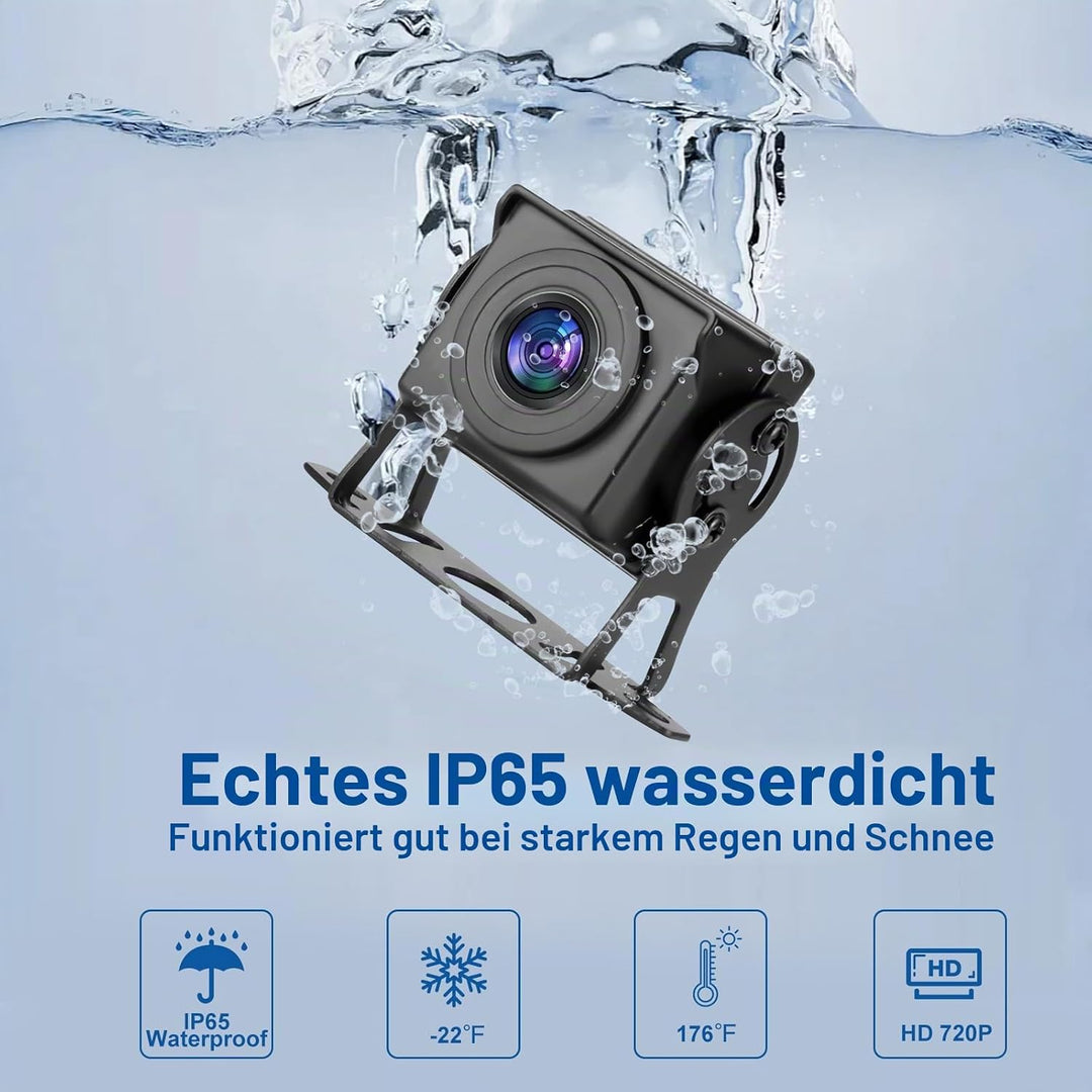 Dual Rückfahrkamera Set mit 7" HD Rear View Monitor, IP69 wasserdichte Nachtsicht Auto Backup-Kamera