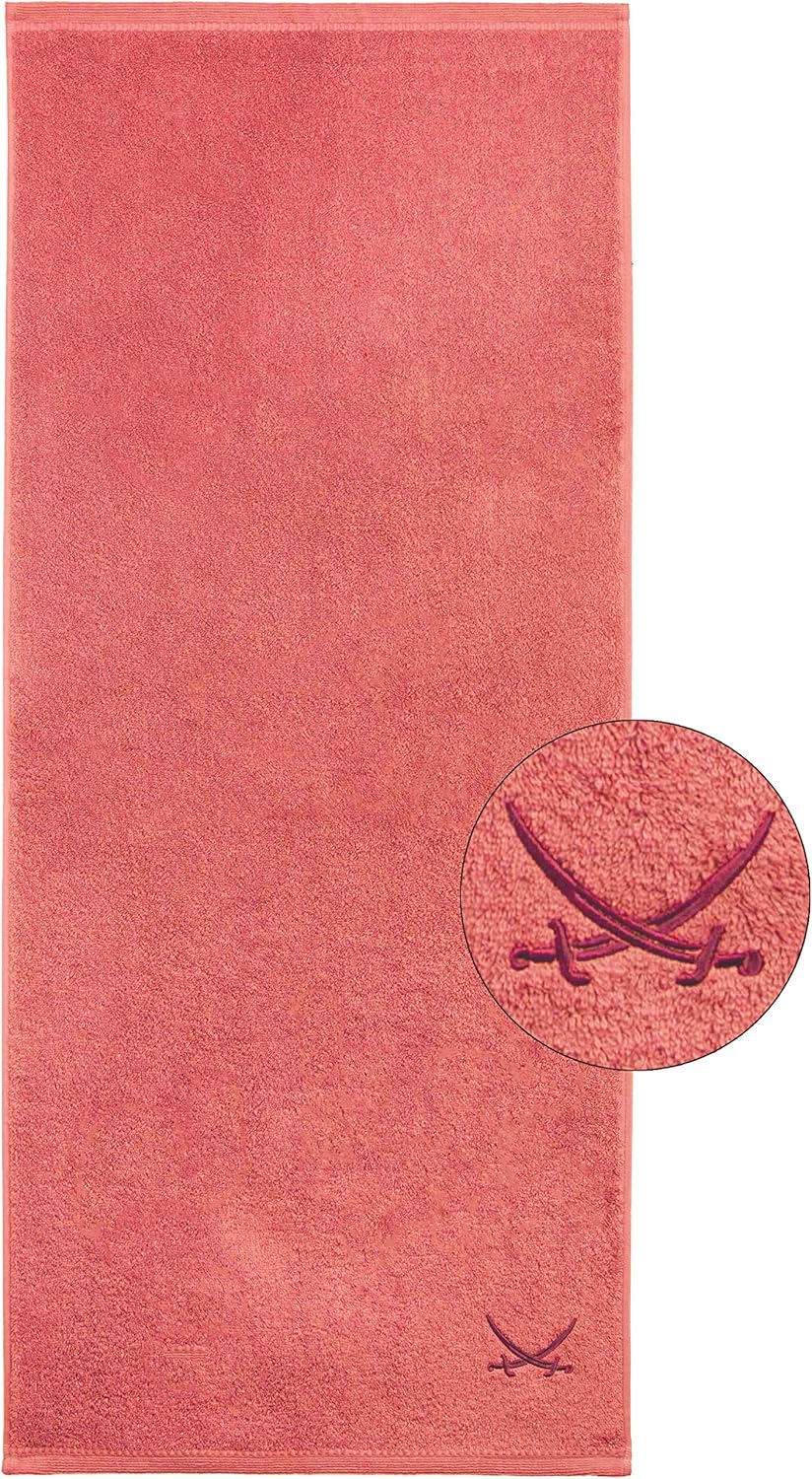 Sansibar Duschtuch 2er Set 70x140 cm 100% Baumwolle mit gesticktem Säbel Logo Badtuch Handtuch Coral