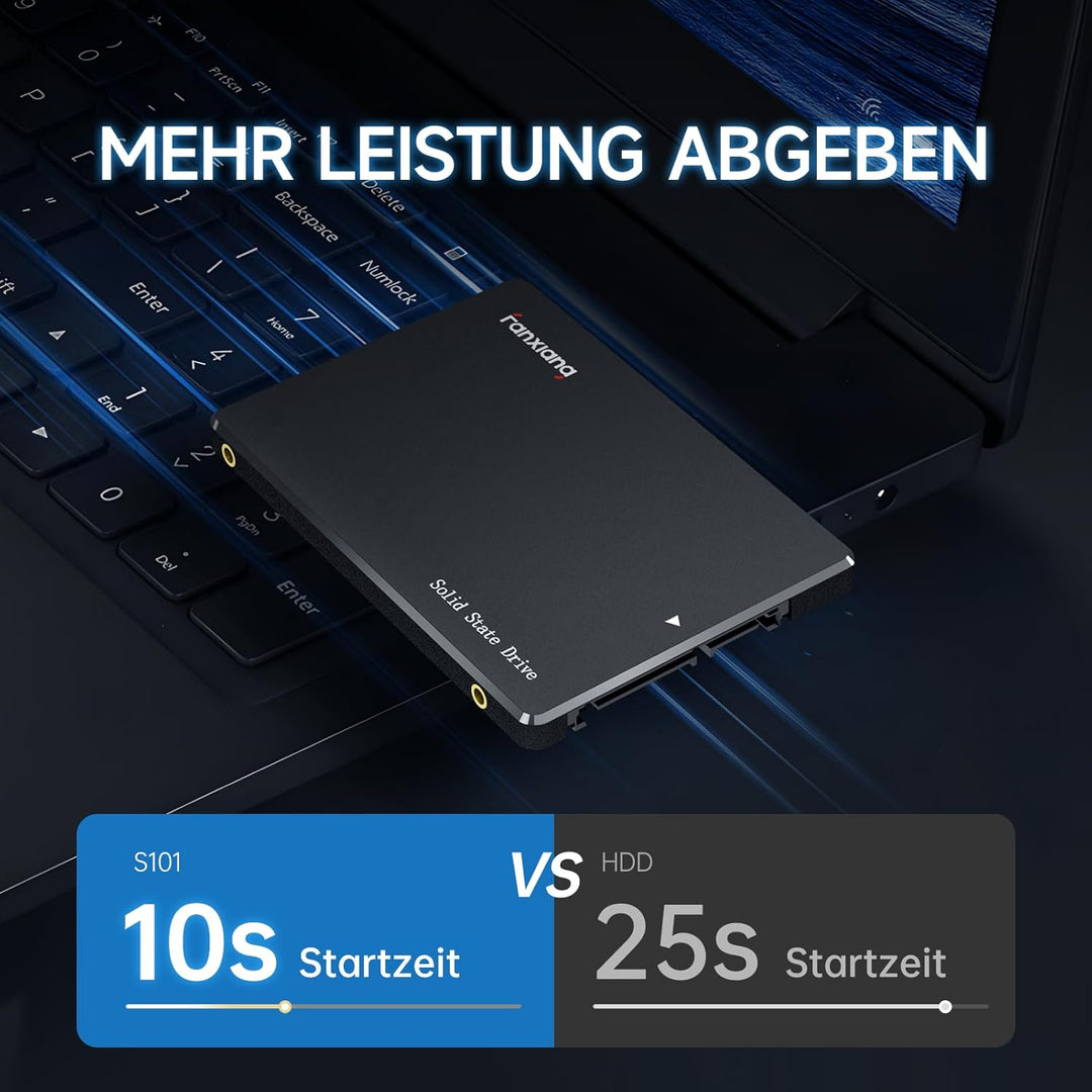 fanxiang S101 500GB SATA III 2,5-Zoll SSD Interne Festplatte, 540MB/s Lesen, 500MB/s Schreiben, SLC-