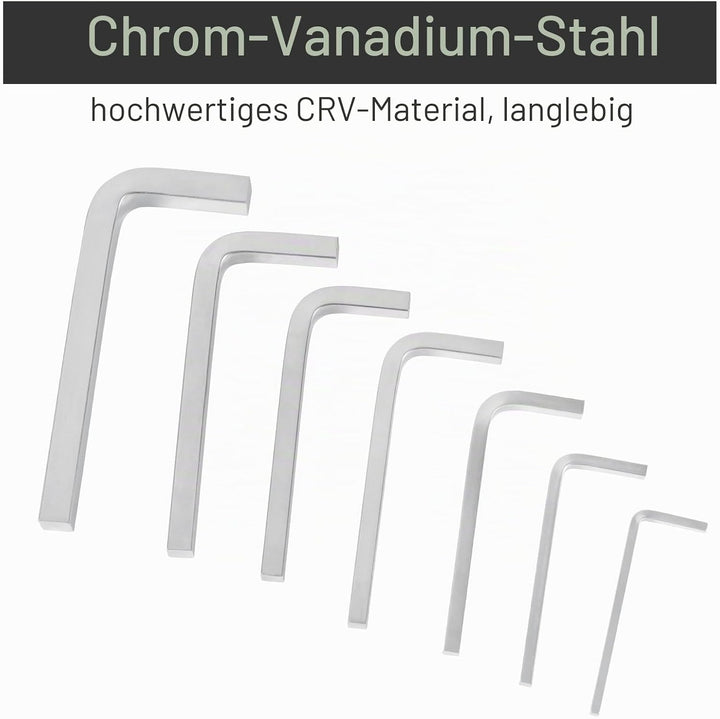 PEUTIER 7stk Vierkantschlüsselsatz, 3/4/5/6/7/8/10mm L-Förmiger Schraubenschlüssel Chrom-Vanadium-St