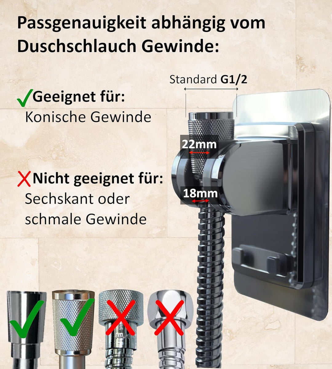 BLUMBACH® Duschkopfhalterung ohne Bohren - DAS ORIGINAL - Duschhalterung kleben statt Bohren - Neigu