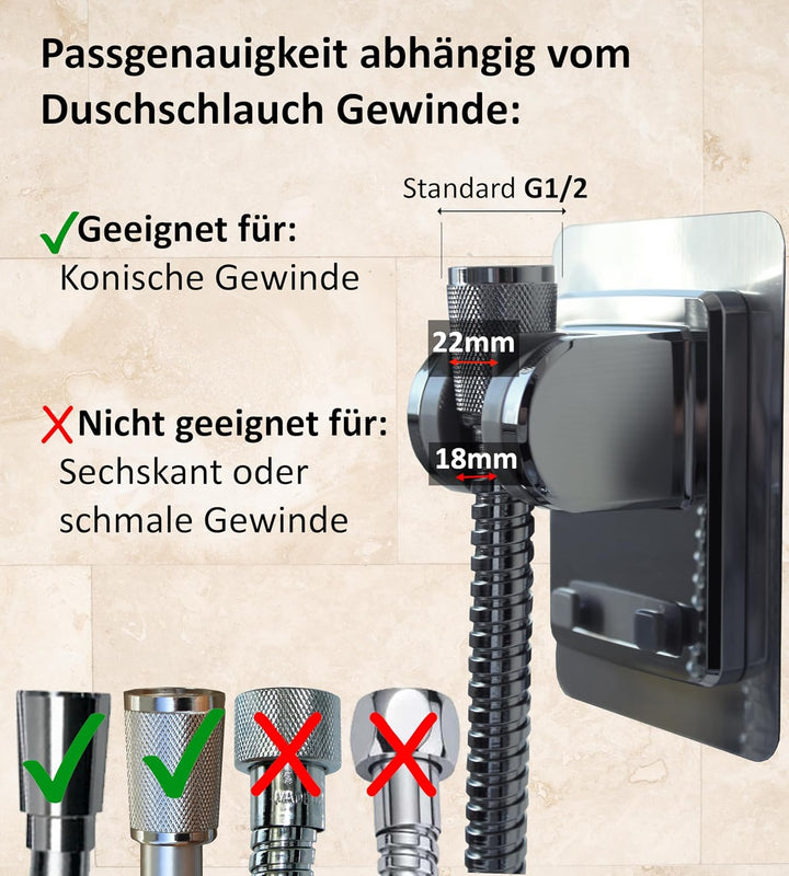 BLUMBACH® Duschkopfhalterung ohne Bohren - DAS ORIGINAL - Duschhalterung kleben statt Bohren - Neigu