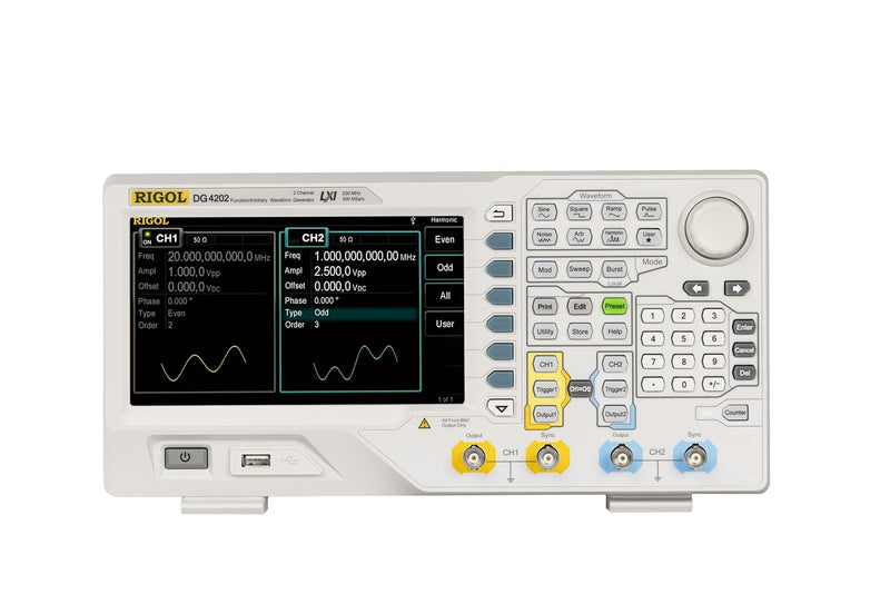RIGOL DG4202 Funktions-Arbitrary-Waveform-Generator, 200 MHz, 500 MSa/s, 2 Kanäle, -115 dBc / Hz Pha