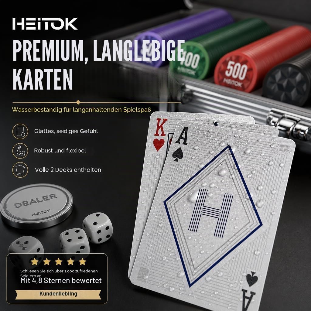 Pokerkoffer 600 Chips Set Nummeriert 11,5g Schwerer Kern Texas Holdem Poker Set Im Aluminium Koffer