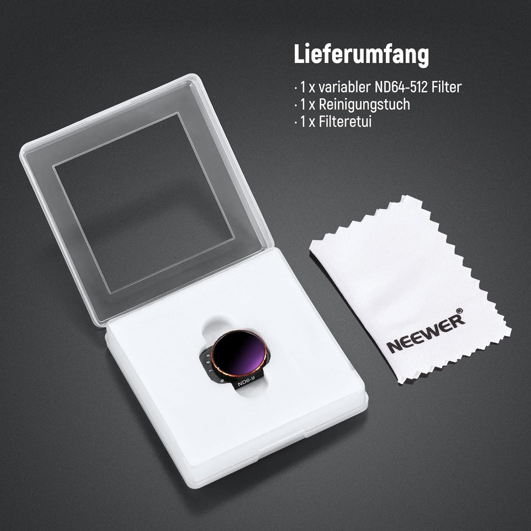 NEEWER Variabler ND Filter Kompatibel mit DJI Mini 3 Pro, ND32-512, 5–9 Stop, Snap On, mehrfach besc