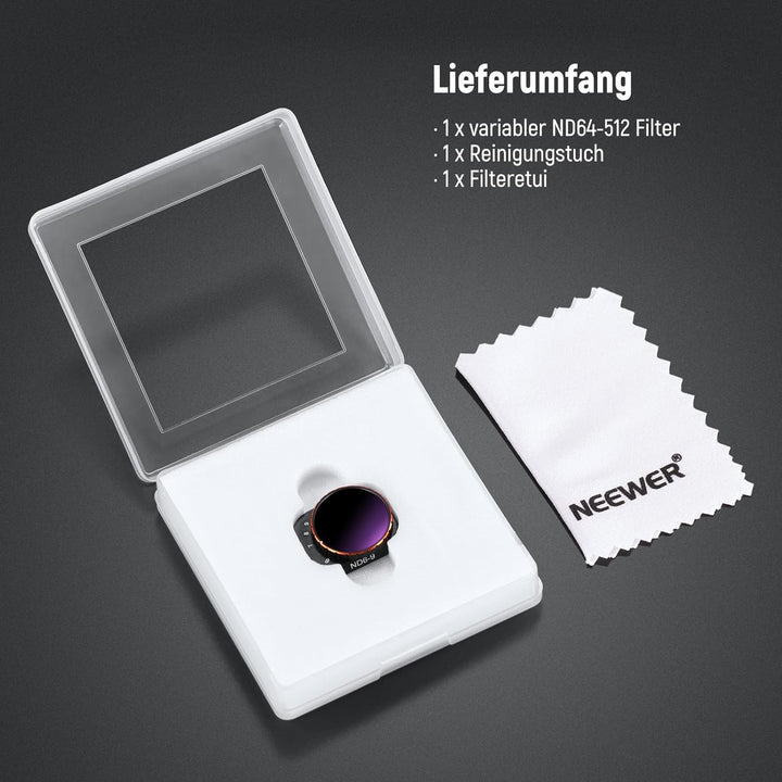 NEEWER Variabler ND Filter Kompatibel mit DJI Mini 3 Pro, ND32-512, 5–9 Stop, Snap On, mehrfach besc