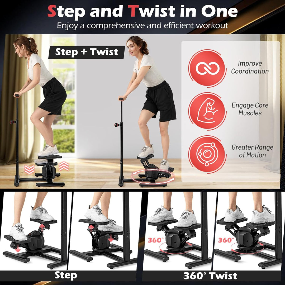 KOMFOTTEU Stepper mit höhenverstellbarem Lenker, Treppensteiger mit LCD-Bildschirm, verstellbaren Wi