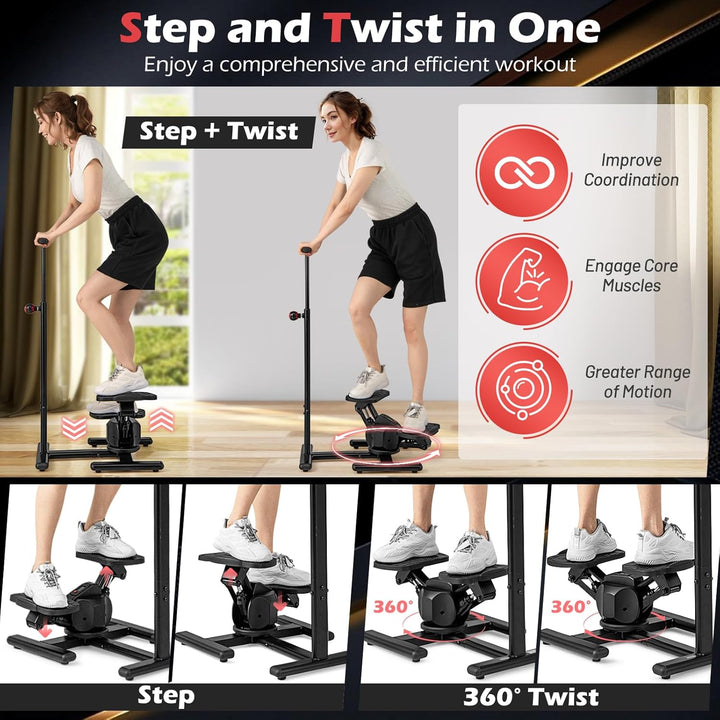 KOMFOTTEU Stepper mit höhenverstellbarem Lenker, Treppensteiger mit LCD-Bildschirm, verstellbaren Wi