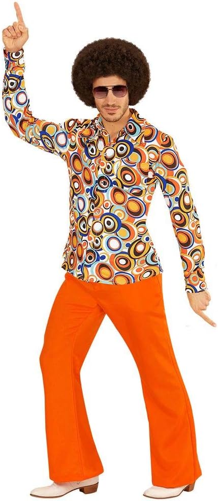shoperama 70er Jahre Retro Herren Hose mit und ohne Muster Disco Kostüm Siebziger Schlager, Grösse:X