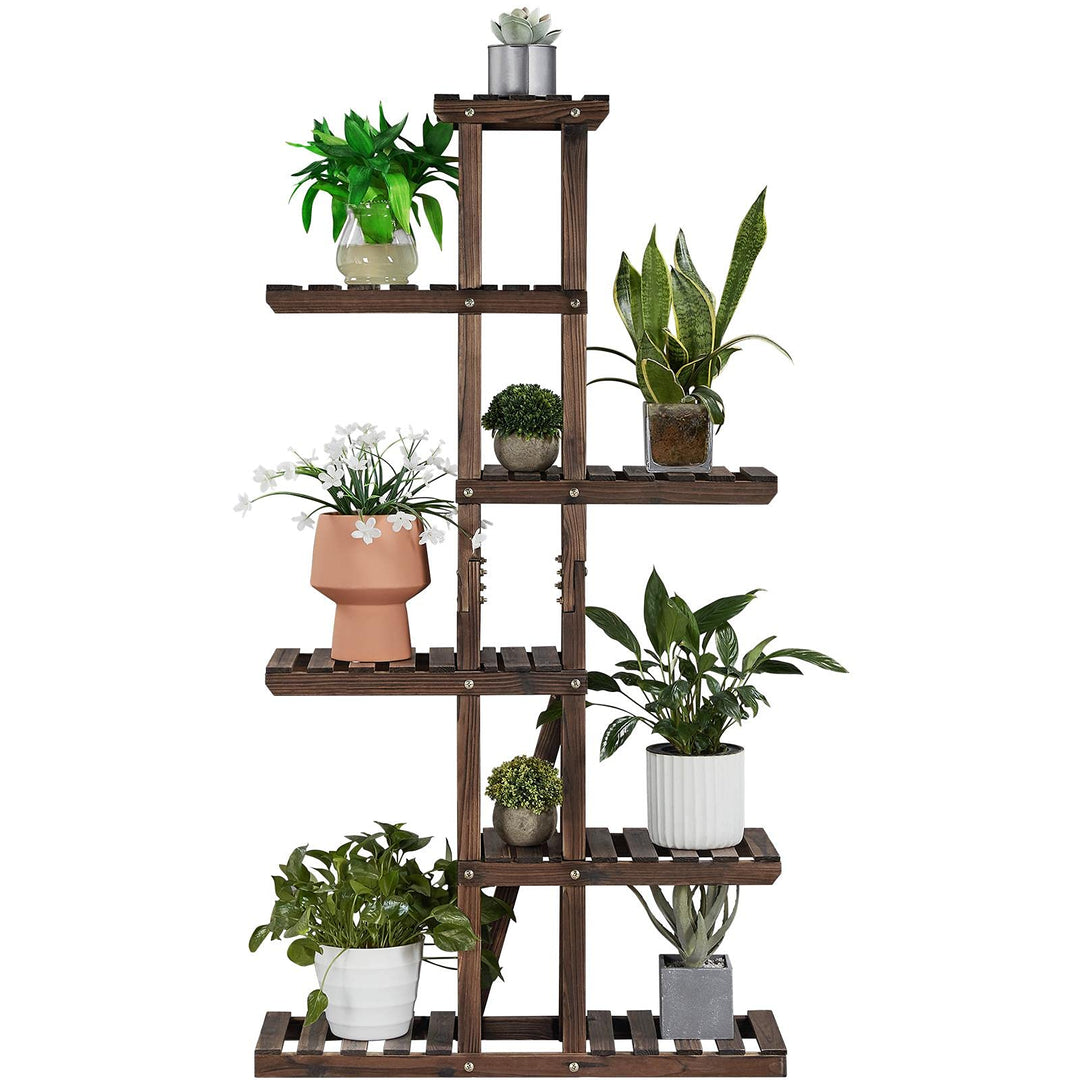 Yaheetech 6 Etagen Blumenständer, Blumenregal aus Massivholz, Pflanzenregal, Platzsparend & Multifun