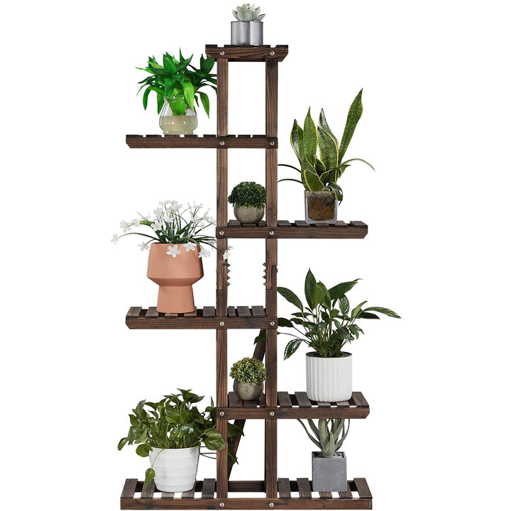 Yaheetech 6 Etagen Blumenständer, Blumenregal aus Massivholz, Pflanzenregal, Platzsparend & Multifun
