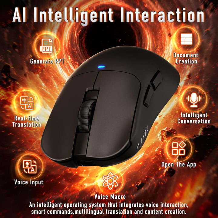 AJAZZ AJ200NLMC kabellose Gaming-Maus, Dreifachmodus (2,4GHz/Bluetooth/kabelgebunden), KI-Sprachsteu