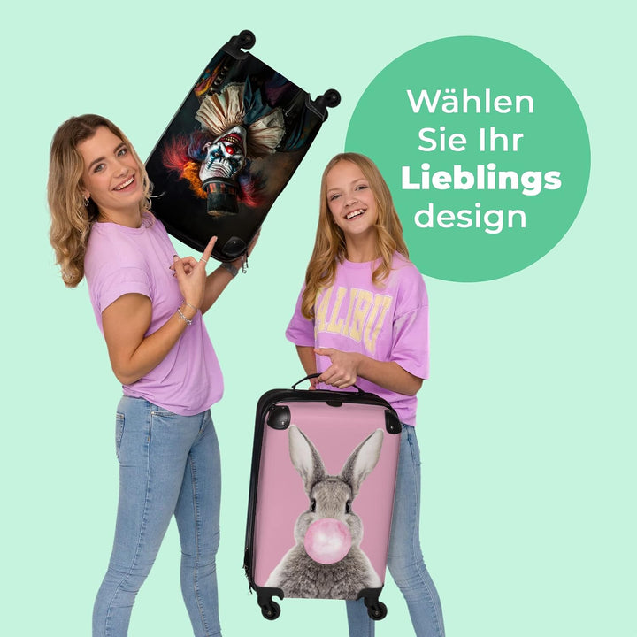 NoBoringSuitcases.com® Koffer Handgepäck Trolley Rollkoffer Kleine Reisekoffer mit 4 Rollen - Clown