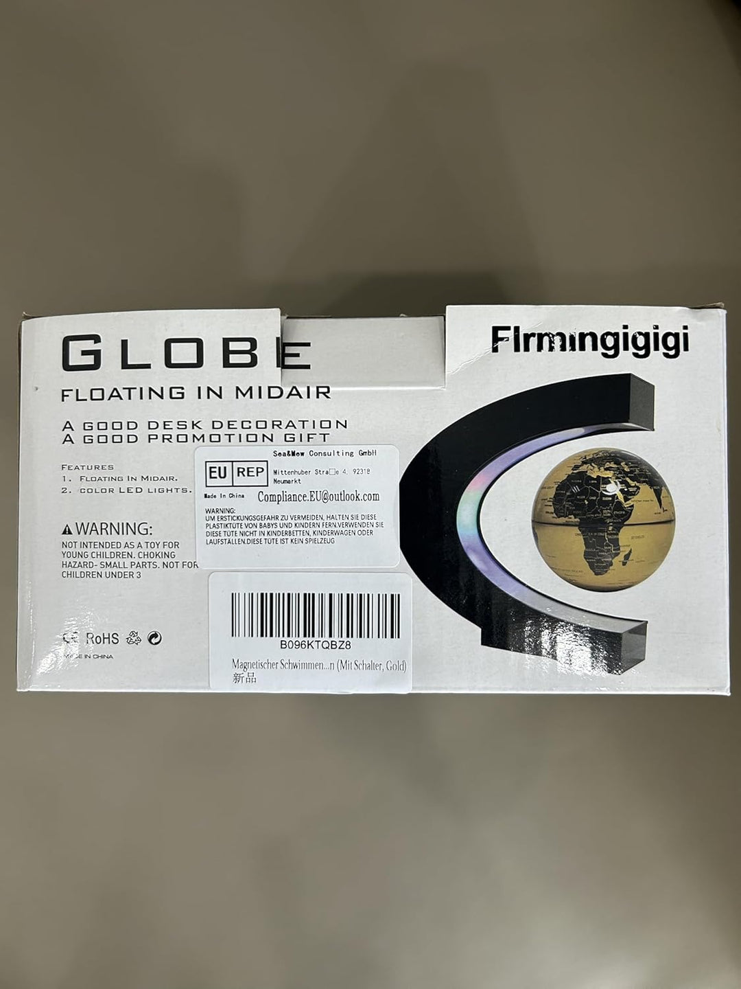 Magnetischer Schwimmender Globus mit farbigen LED-Lichtern C-Form Anti-Schwerkraft-Magnetschwebebahn