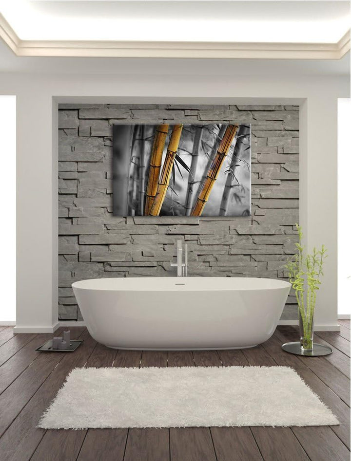 alter rustikaler Bambus schwarz/weiss Format: 100x70 auf Leinwand, XXL riesige Bilder fertig gerahmt