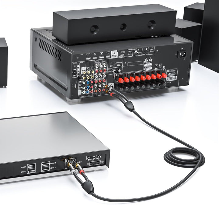 deleyCON 10m Cinch Kabel Stereo Audio Cinch RCA Kabel 2x Cinch Stecker zu 2x Cinch Stecker HiFi-Anla