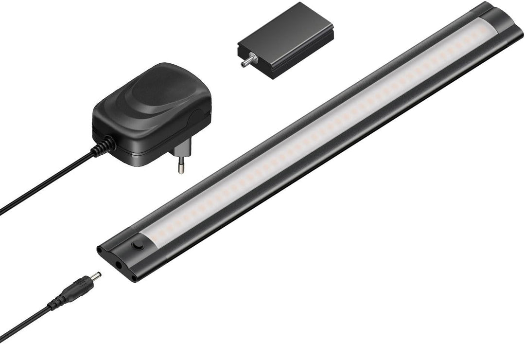 ledscom.de Smarte LED Unterbau-Leuchte SIRIS schwarz matt mit Netzteil und WLAN-Controller flach, Sm