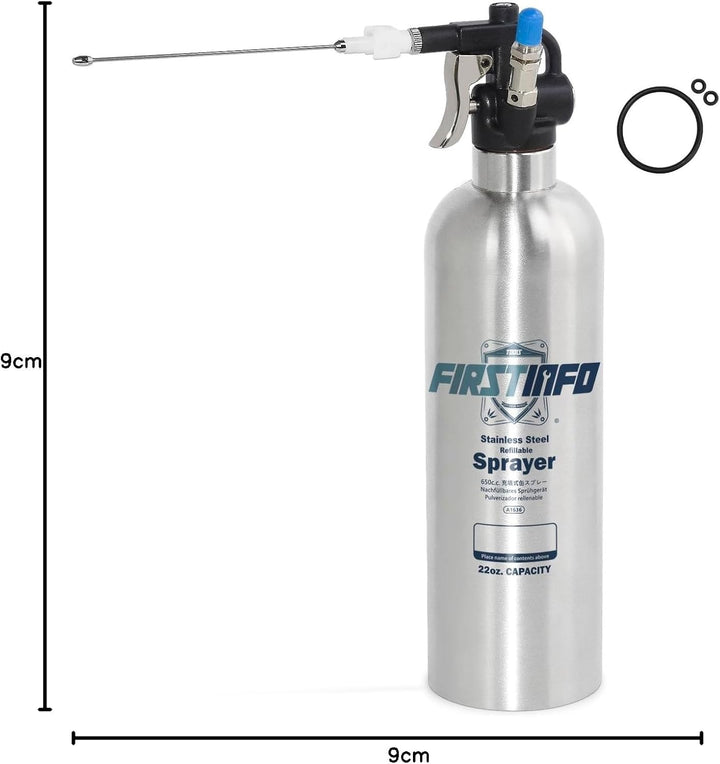 FIRSTINFO A1636 Patentierte Nachfüllbare Bremsenreiniger Sprühflasche, 650 ml Edelstahl Drucksprühge