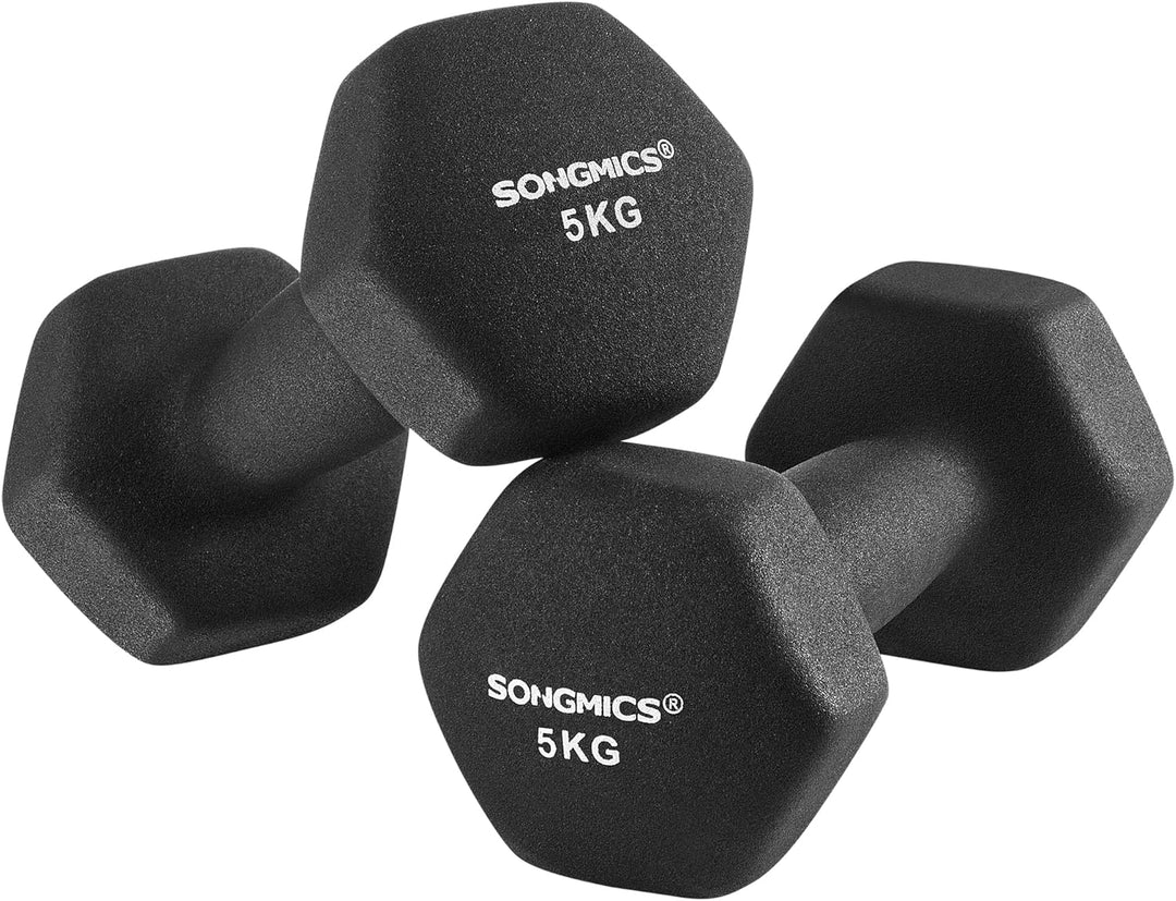 SONGMICS Hanteln, Hantelset 2 x 5 kg, Kurzhanteln mit Hantelständer 2 x 1 kg, 2 x 2 kg, 2 x 3 kg, Kr