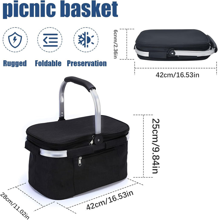 Einkaufskorb Faltbar 30L Wasserabweisender Tragekorb - Isolierte Kühltasche Lunchtasche mit Gepolste