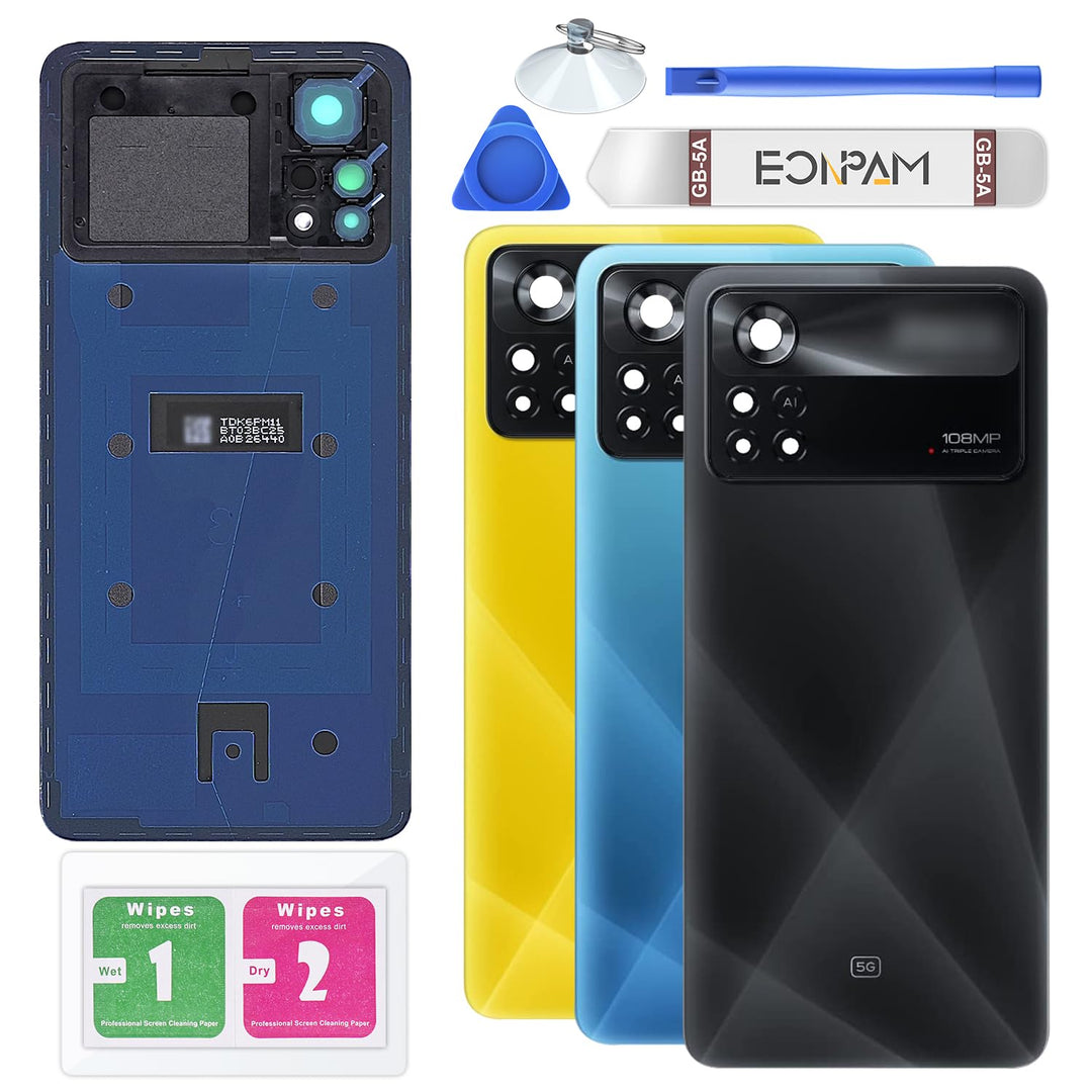 Eonpam Akkudeckel für Xiaomi Poco X4 Pro Rückseite Glas Original Backcover Back Glas Ersatz Reparatu