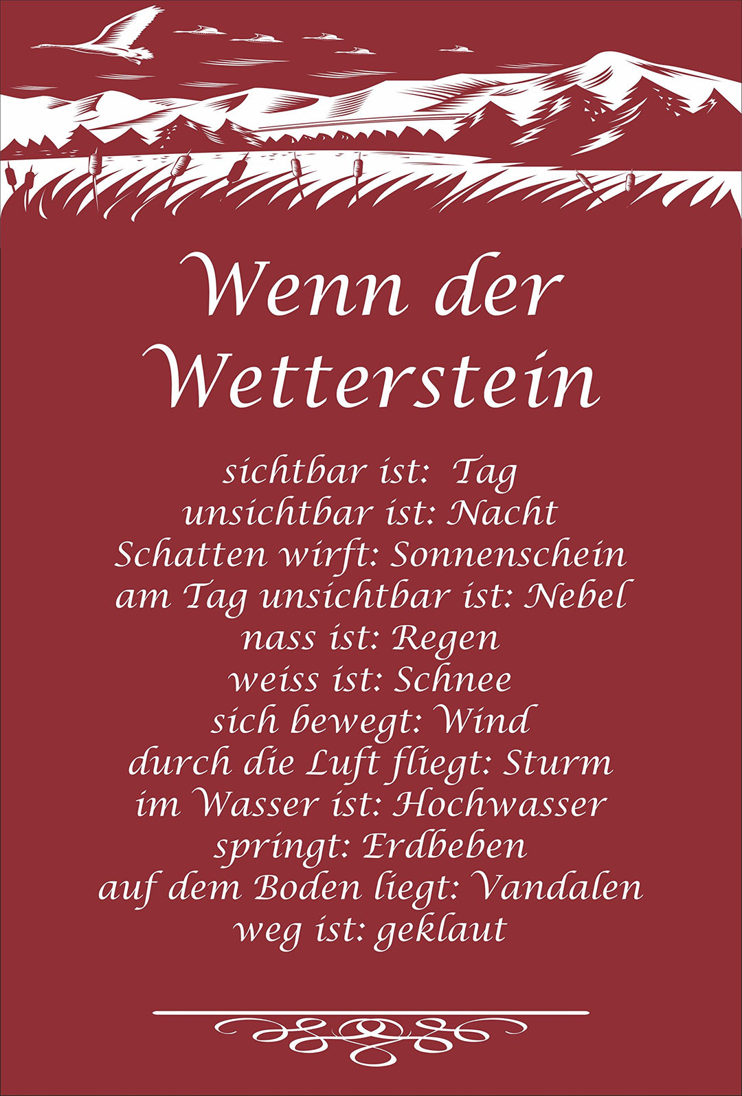 Melis Folienwerkstatt Schild - Wetter-Stein - 60x40cm | Bohrlöcher | 3mm Aluverbund – S00352-007 20