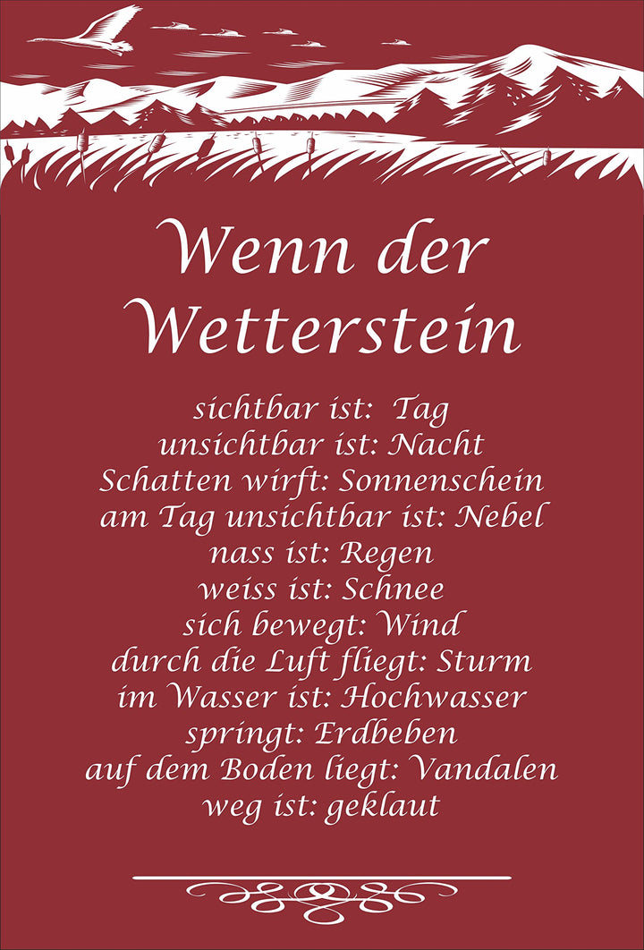 Melis Folienwerkstatt Schild - Wetter-Stein - 60x40cm | Bohrlöcher | 3mm Aluverbund – S00352-007 20