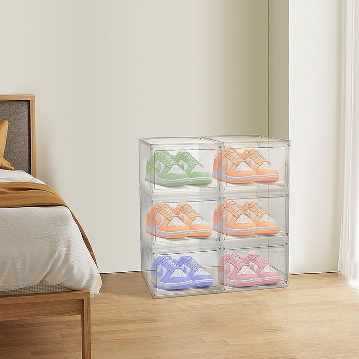 Transparente Schuhboxen – Stapelbare Schuhkartons mit Schubladen Platzsparende Schuhaufbewahrung für