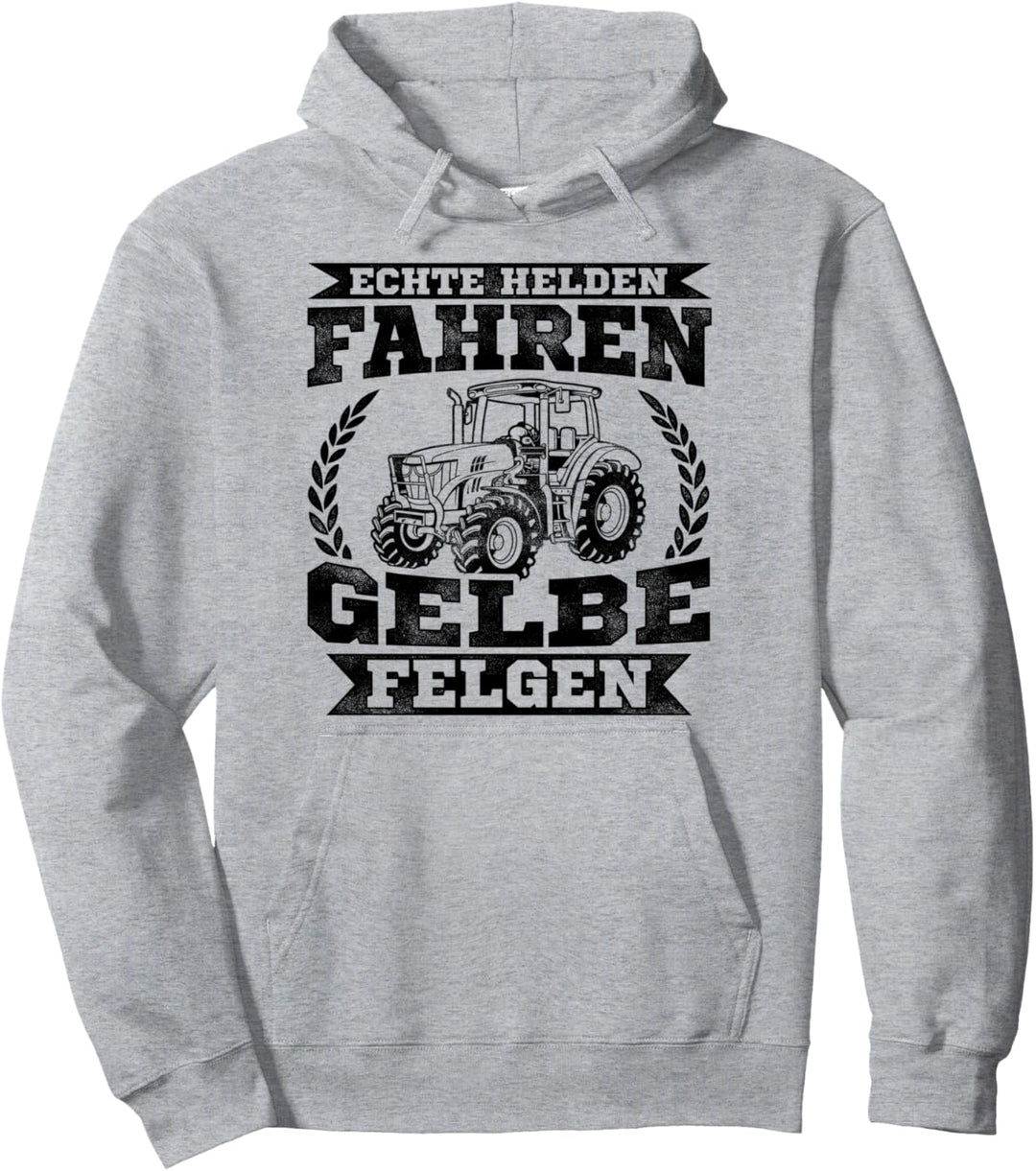 Echte Helden Fahren Gelbe Felgen Bauernhof Acker Landwirt Pullover Hoodie