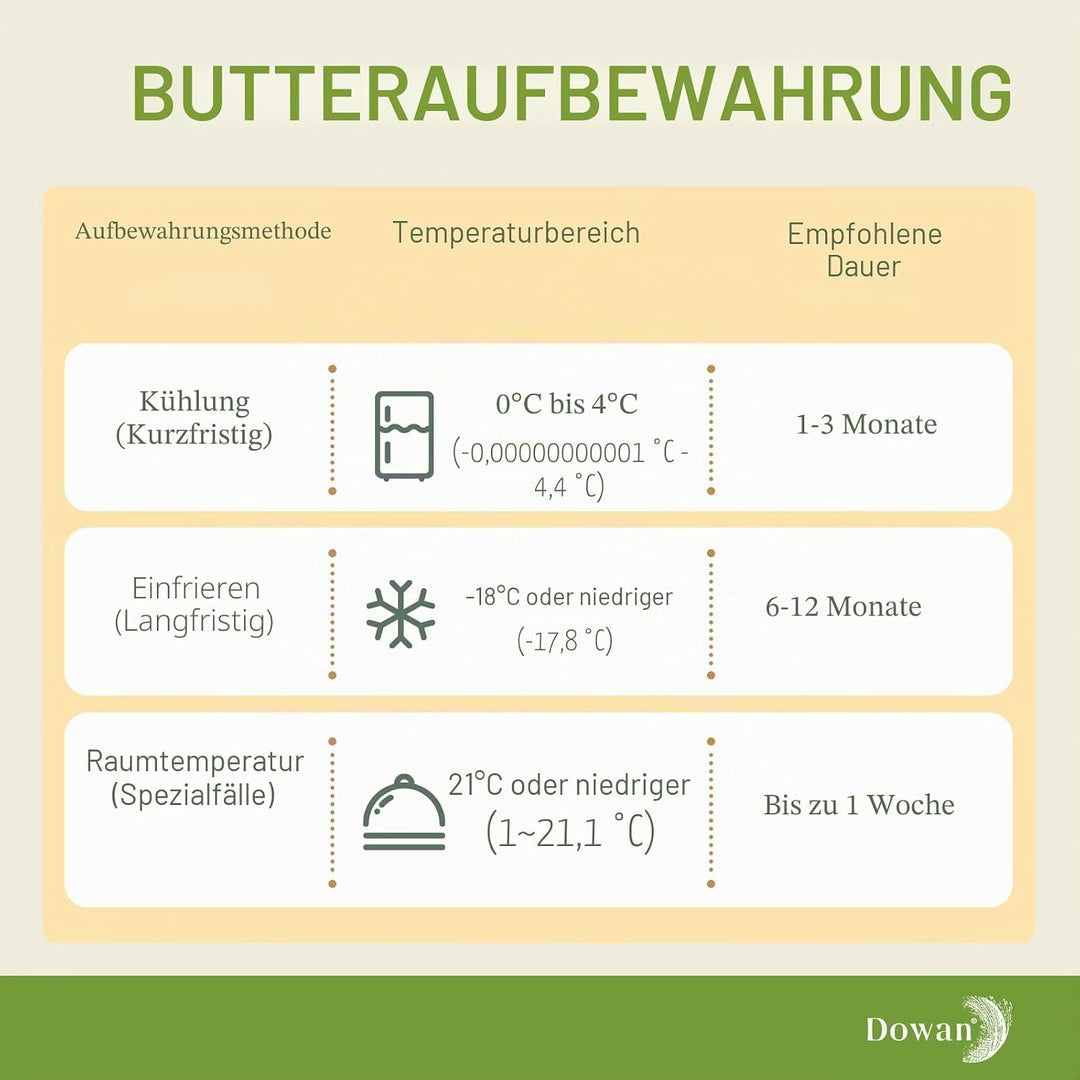 DOWAN Butterdose, Französische Butterdose mit Deckel, Keramik Butterglocke mit Wasserlinie, New Bone